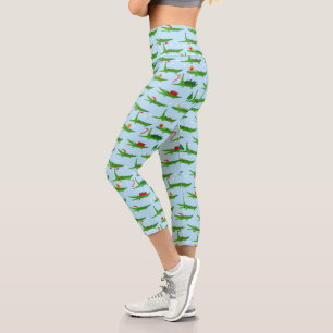 Leggings Capri Crocodiles festifs dans les costumes de Noël Motif
