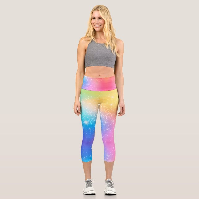 Leggings Capri Customizable Rainbow High Waisted Capris (Recto)