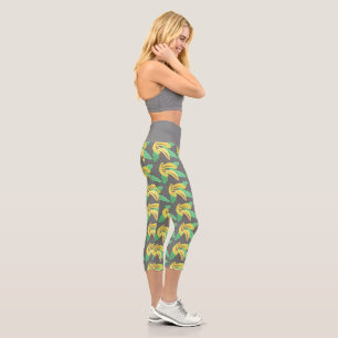 Leggings Capri Cute Banana Jaune au Feuillage Gris