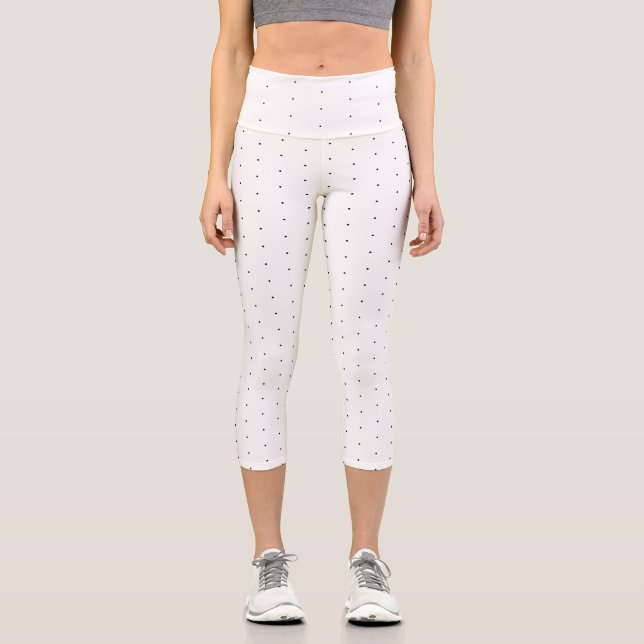 Leggings Capri Cute noir blanc pois minuscule motif (Recto)