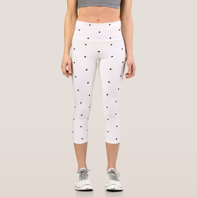 Leggings Capri Cute noir blanc pois motif élégant (Recto)