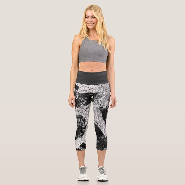 Leggings Capri Cute noir et blanc (Recto)