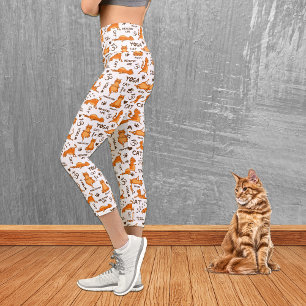 Leggings Capri Cute Orange Yoga Motif de chat