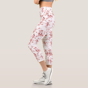 Leggings Capri Cute Vintage Cherub Cupid Angels Fleurs Toile Roug