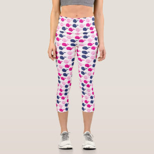 Leggings Capri Cute Whales, Pattern of Whales, Sea Animals