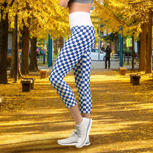 Leggings Capri Damier Bleu Nuit Blanc