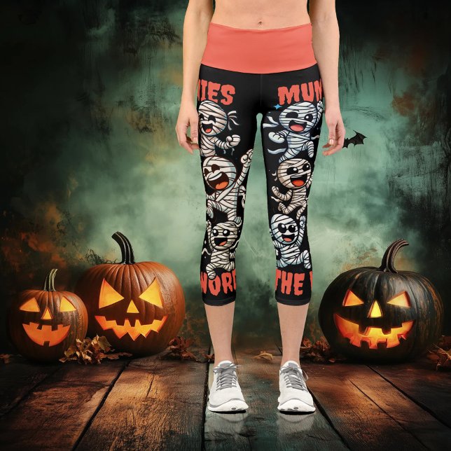 Leggings Capri Danser drôle momies le mot (Funny Dancing Mummies the Word Capri Leggings Cover Photo)