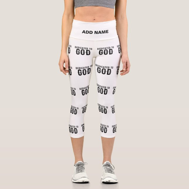 LEGGINGS CAPRI DÉDIÉ À DIEU PERSONNALISABLE COOL TEXTE NOIR (Recto)