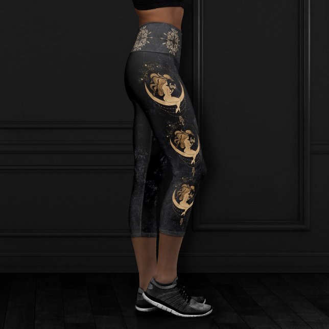 Leggings Capri Déesse du Zodiaque | Astrologie du cancer de l'or  (Créateur téléchargé)
