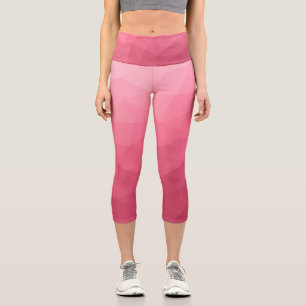 Leggings Capri Dégradé de lumière rose clair Motif de maille géom