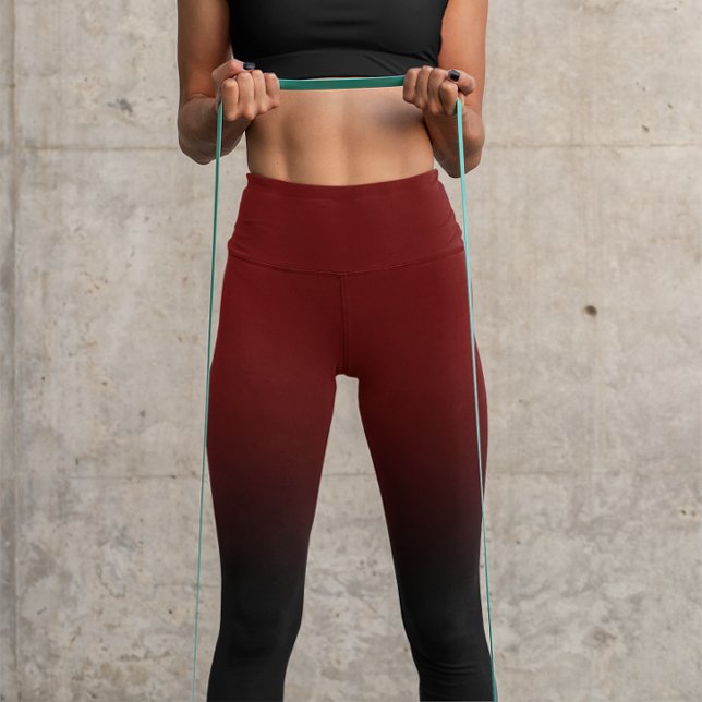 Leggings Capri Dégradé moderne noir et rouge foncé (Black and Dark Red Gradient Capri Leggings)