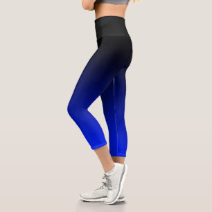 Leggings Capri Dégradé noir à cobalt Ombre bleu