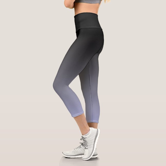 Leggings Capri Dégradé souple Chic Blue et Black Ombre (Gauche)