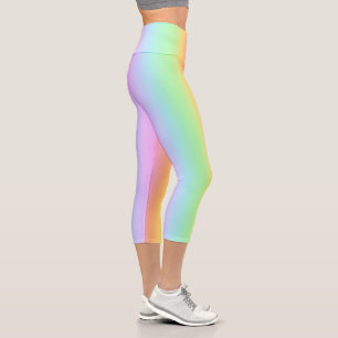 Leggings Capri Dégradé vertical en arc-en-ciel Pastel en miroir