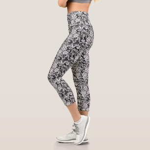 Leggings Capri Dentelle blanche en noir