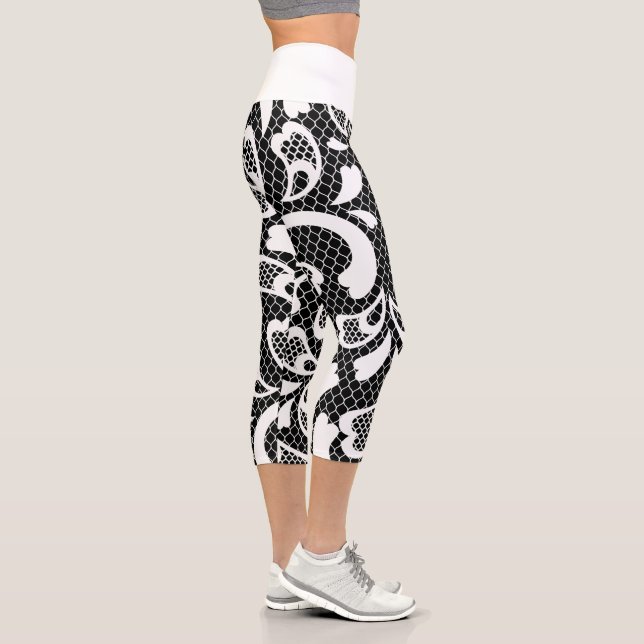 Leggings Capri Dentelle noire et blanche (Droite)