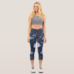 Leggings Capri Des poissons endormis monochromes, motif foncé.