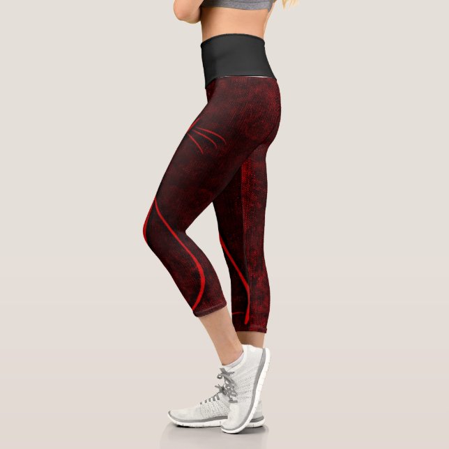Leggings Capri Design Brown Noir Et Rouge (Gauche)