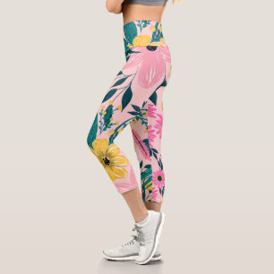 Leggings Capri Design floral à la mode de peinture à la main ja