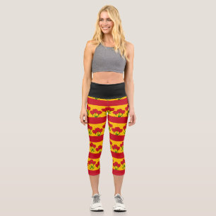 Leggings Capri Design floral de carnation rouge en couleurs drape