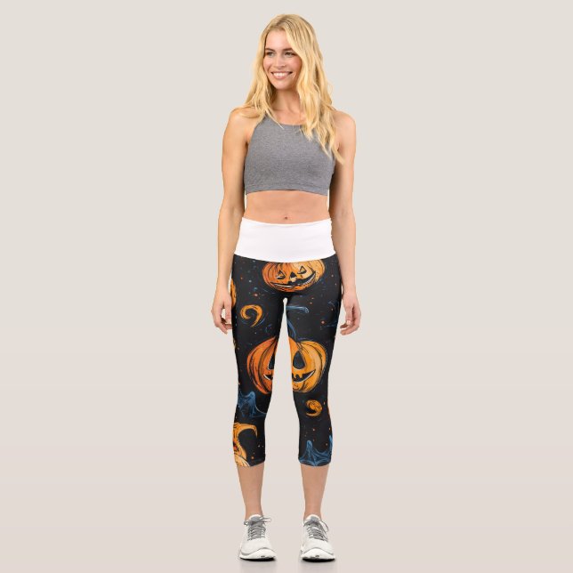 Leggings Capri Design fun citrouilles Halloween 🎃 ambiance festi (Recto)