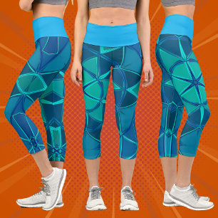 Leggings Capri Dessin Mandala Blue