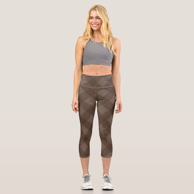 Leggings Capri Diagonale motif vérifiée 2 tons b Brown (Recto)
