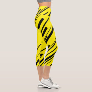 Leggings Capri Diagonales en jaune et noir