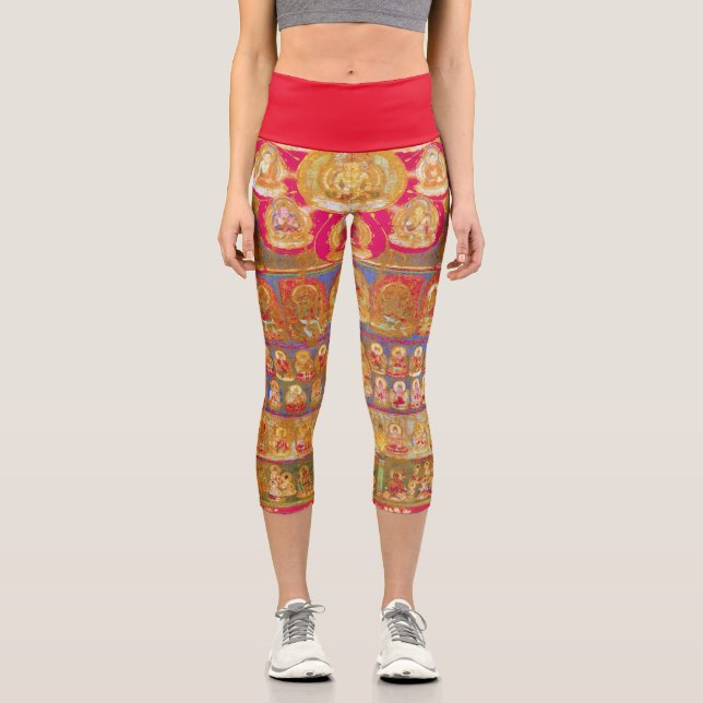 Leggings Capri Diagramme cosmique Mandala pour la méditation (Recto)