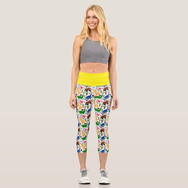 Leggings Capri Dinosaures motif transparent (Recto)