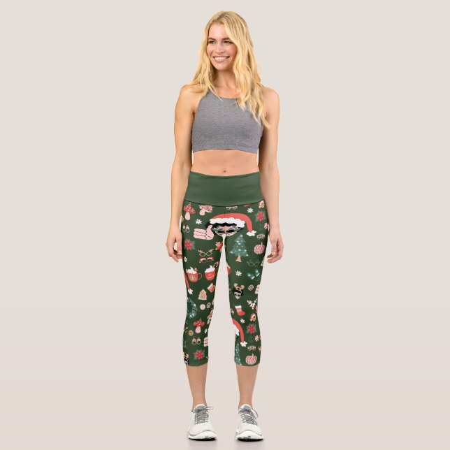 Leggings Capri Disco de Noël super père Noël alien (Recto)