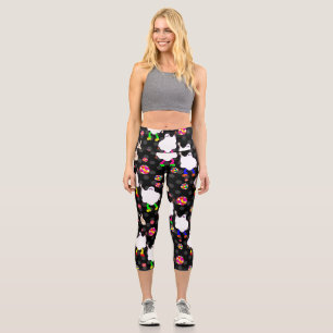 Leggings Capri disco halloween afro-fantôme noir