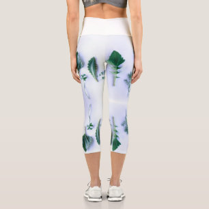 Leggings Capri Diverses Formes Vert Feuille Nature