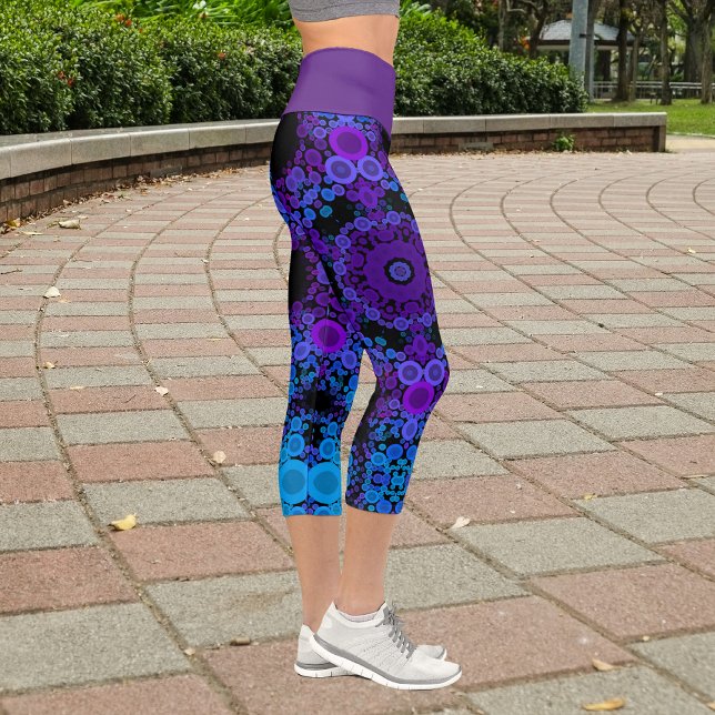 Leggings Capri Dot Mandala Flower bleu et violet (Créateur téléchargé)
