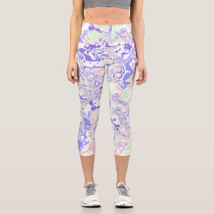 Leggings Capri Douce Pastel Funky Boho Rétro Abstrait Marbre