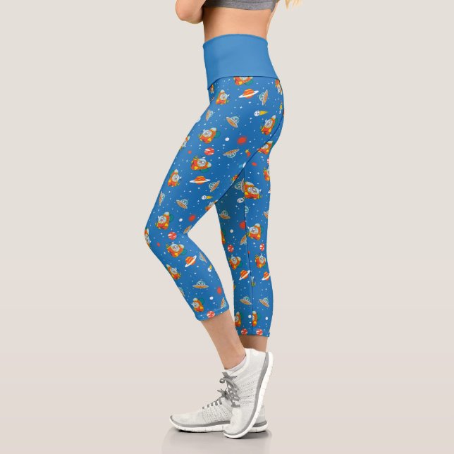 Leggings Capri Dr Seuss | Chat dans le Motif spatial Casquette (Gauche)