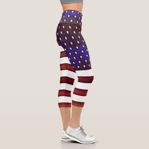 Leggings Capri Drapeau américain moderne en relief