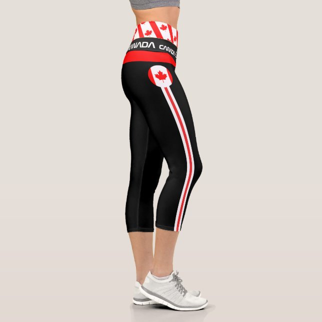 Leggings Capri Drapeau canadien vérifié & Sports canadiens /fitne (Droite)