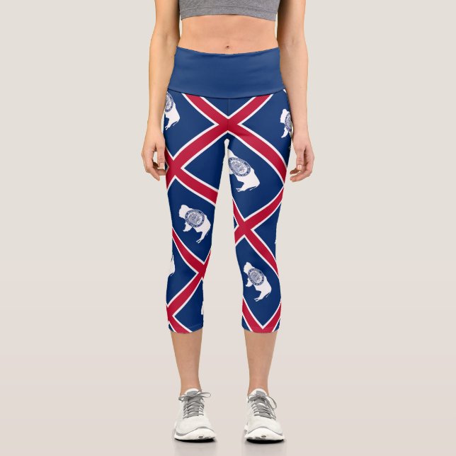 Leggings Capri Drapeau de l'État du Wyoming (Recto)