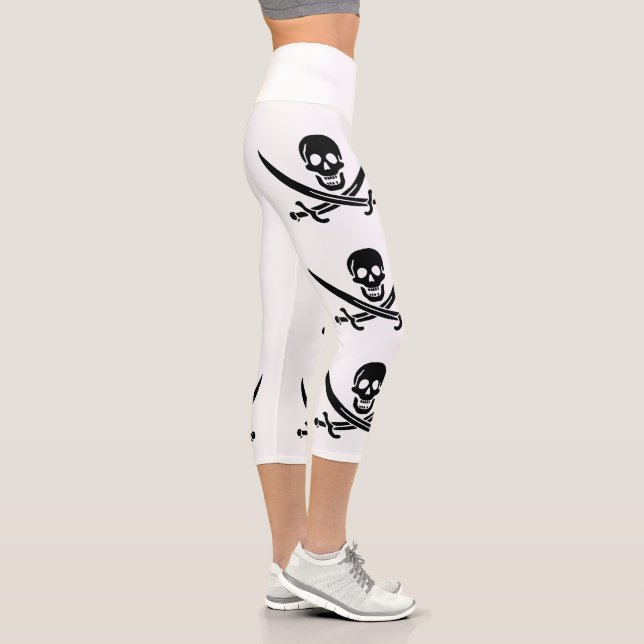 Leggings Capri Drapeau de pirate Crâne croisé épées (Droite)