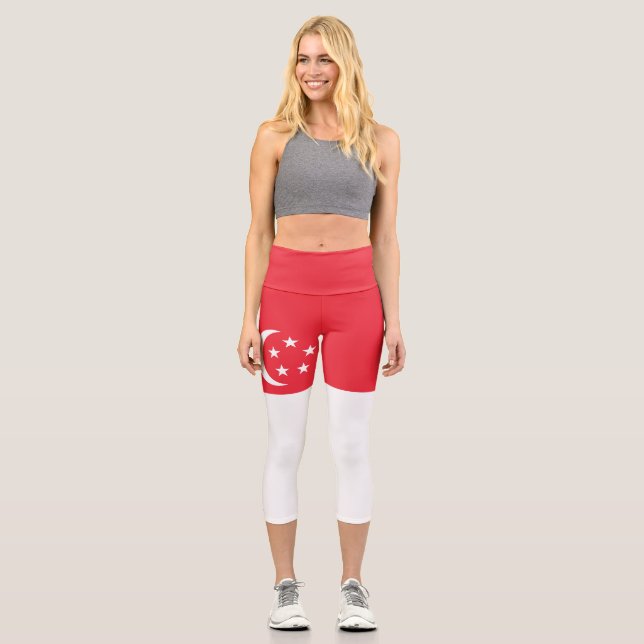 Leggings Capri Drapeau de Singapour (Recto)