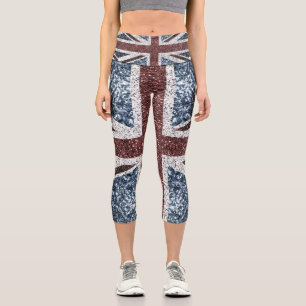 Leggings Capri Drapeau du Royaume-Uni Rustic vintage scintille pa