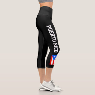 Leggings Capri Drapeau Porto Rico haute taille personnalisée Capr
