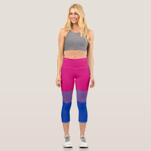 Leggings Capri Drapeau SlipperyJoe's Bisexual Pride lavande-rose