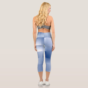 Leggings Capri Dreamy Blue Tones dans un Motif Carré