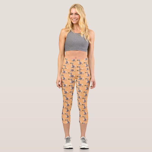 Leggings Capri Drôle dessin animé d'oiseau de dodo (Recto)