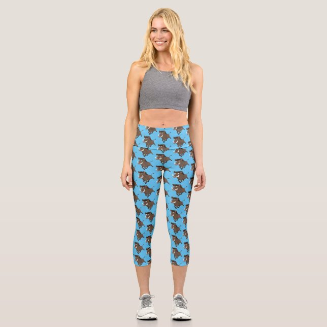 Leggings Capri Drôle dessin humoristique de rasoir de sanglier (Recto)