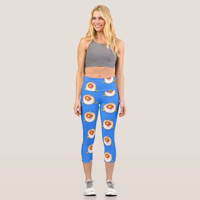 Leggings Capri Drôle poisson poivron porc-épic caricature poisson (Recto)
