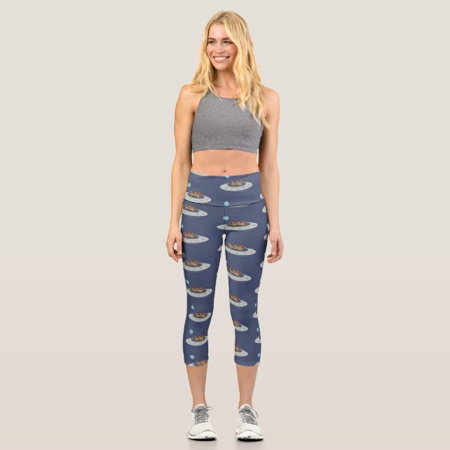 Leggings Capri Drôle poule dans l'espace dessin animé (Recto)