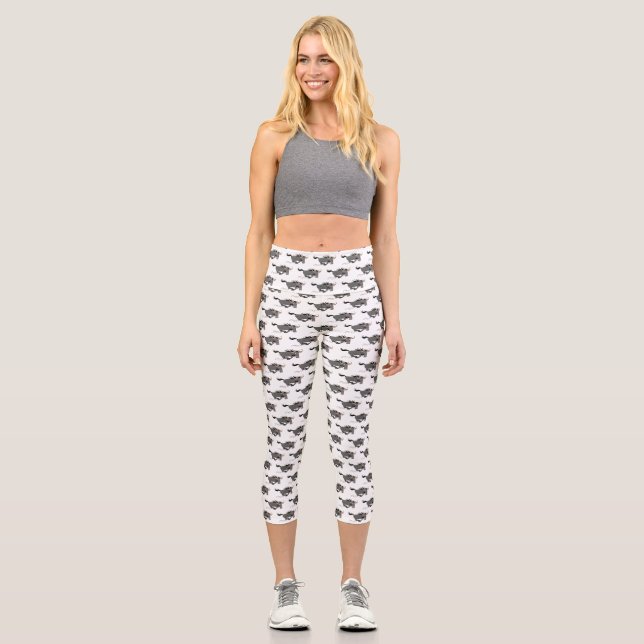 Leggings Capri Drôle wildebeest tourner dessin animé illustration (Recto)